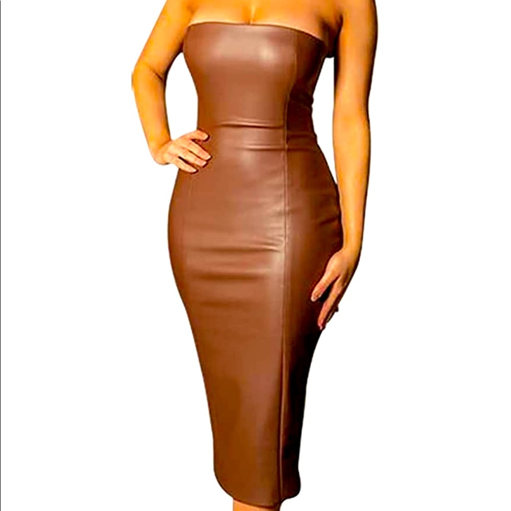 Strapless Tube Top Midi Dress Off Shoulder Bodycon